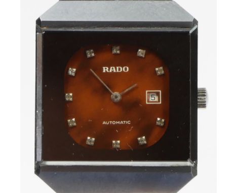 Rado, a stainless steel automatic date gentleman's wristwatch, ref 565.0067.3, with mottled brown dial, 29mm. 
