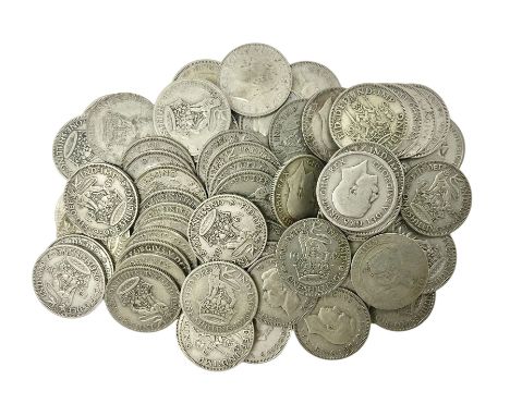 Approximately 370 grams of Great British pre 1947 silver one shilling coins