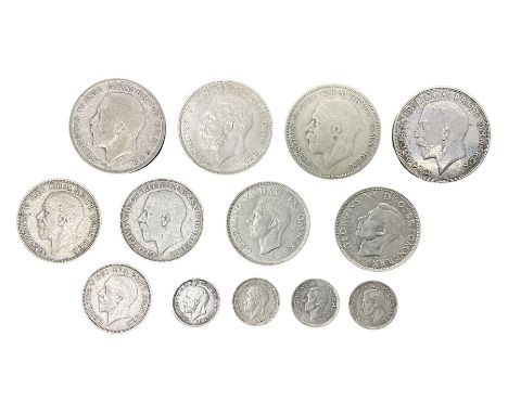 Approximately 110 grams of Great British pre 1947 silver coins, including halfcrowns, florins or two shillings, shilling and 