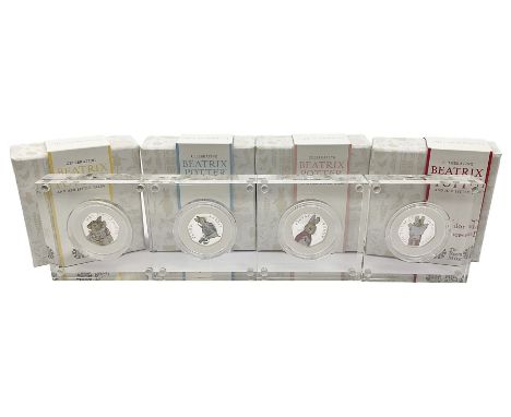 Four The Royal Mint United Kingdom 2018 silver proof fifty pence coins from the 'Celebrating Beatrix Potter and Her Little Ta