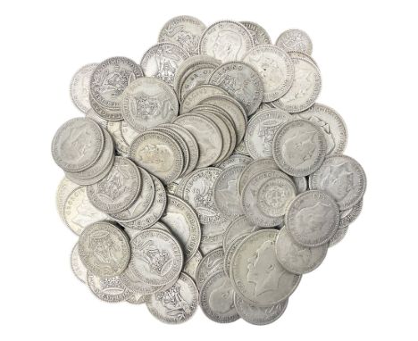 Approximately 530 grams of Great British pre 1947 silver coins, including   halfcrowns, florins, one shillings and threepence