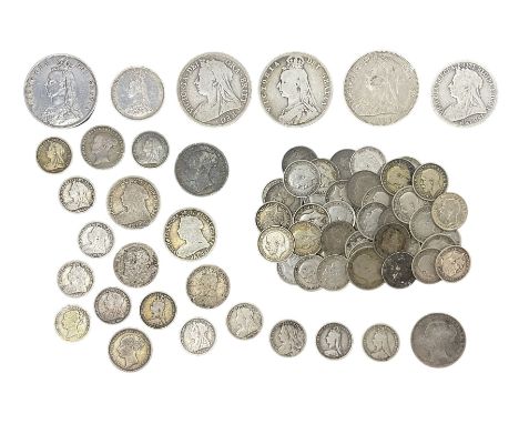 Approximately 180 grams of Great British pre 1920 silver coins, including Queen Victoria 1887 halfcrown, 1887 shilling, vario