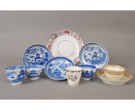 A group of English and European porcelain to include a Coalport Banana Tree pattern tea bowl, coffee cup and two saucers, Cur