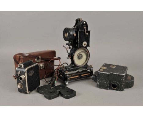 A Cine Nizo 16 Model D film camera, together with a boxed French made 'Baby' projector, together with a cased Alef Pathex cam