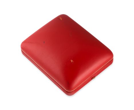 NO RESERVE - CARTIER, A VINTAGE JEWELLERY BOX red leather exterior.&nbsp;