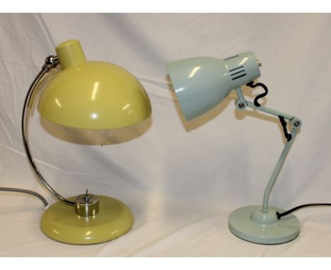 A modern vintage-style desk lamp with chrome mounts and one other modern desk lamp (2)
