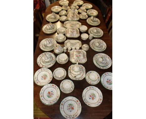 A Copeland late Spode "Chinese Rose" part tea, coffee and dinner set comprising circular tea pot, milk jug, two sugar bowls, 