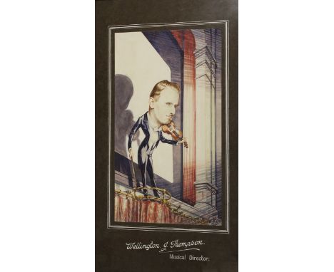 Will Weber - watercolourArt work portrait study of "Sir Wellington J. Thompson Musical Director", signed 19" x 10½"