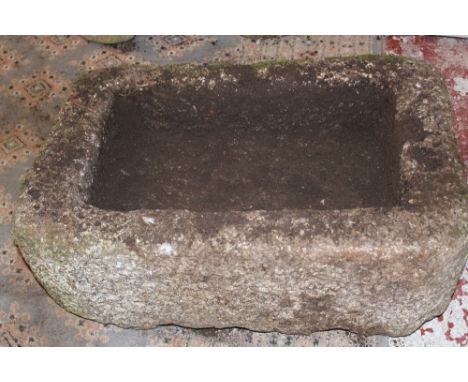 An old Cornish well-cut rectangular granite garden trough 28" x 18" x 12"