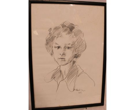 Robert Lenkiewicz - pencilBust portrait of a lady, signed and dated 1979, 16½" x 11"