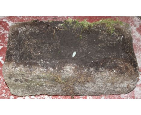 An old Cornish weathered granite rectangular garden trough 24" x 12½" x 10"
