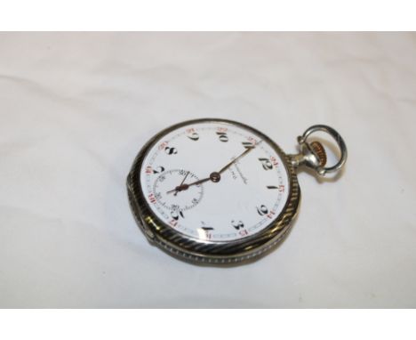 A gentlemans chronometer pocket watch with circular enamelled dial in niello decorated traditional case