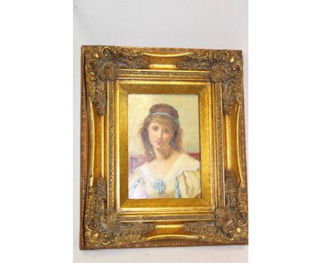 Artist unknown - oil on boardBust portrait of a female 7" x 4½"