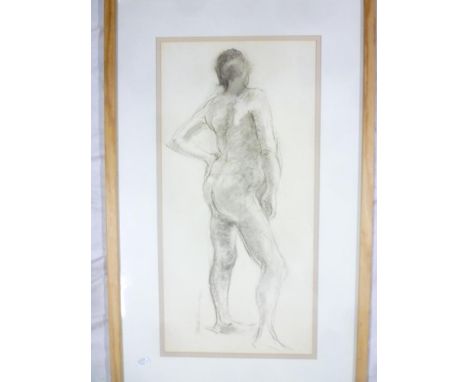 Beth Berriman - charcoal Portrait of a nude, signed, 19"x 9" 