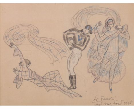 Valentine HUGO (1887-1968) Pencil "Le favori vert sur fond vert" (The green favourite on a green background) - Weight: 1.63 k