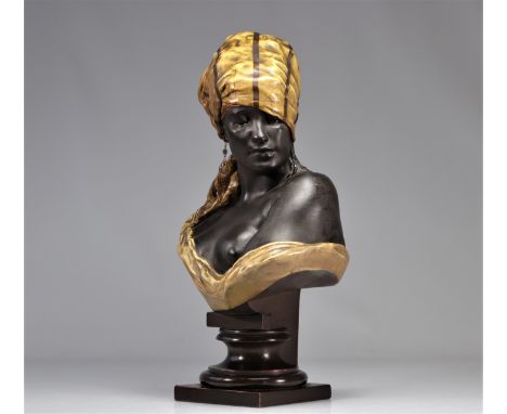 Young Oriental" bust circa 1900. This bust features an eye-catching gold headband (also known as a "headwrap"). - Weight: 9.5