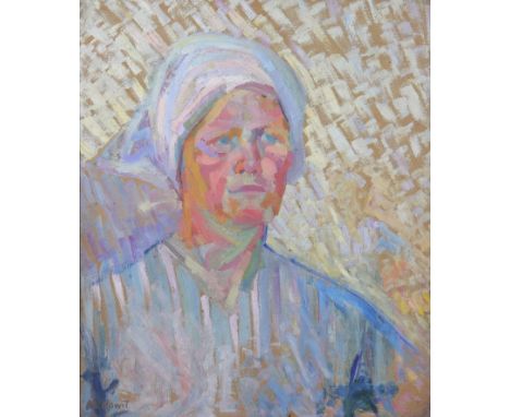Marie HOWET (1897-1984) Oil on panel "portrait of a woman". It is composed of several colours to accentuate the woman's face.
