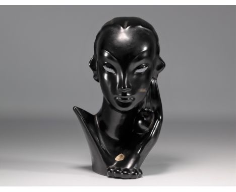 VILLEROY &amp; BOCH SEPTFONTAINES ceramic "Eve" mask/sculpture by Edouard Hermanutz made in 1930/40s - Weight: 1.29 kg - Ship