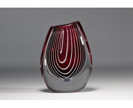 Vicke LINDSTRAND (1904-1983) Entwurf zebra vase from Kosta (Sweden) - Weight: 4.05 kg - Shipping unavailable - Region: Suede 