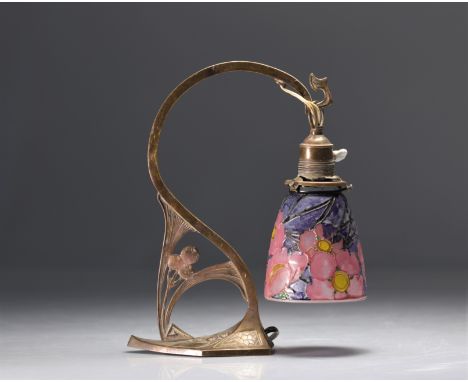 Wall light with wick decorated with flowers circa 1900 - Weight: 887 g - Shipping unavailable - Region: france - Sizes: H 300