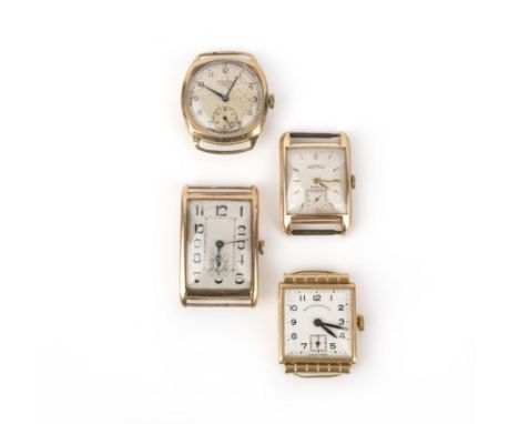 Four gold watches, mid 20th century, comprising: an 18ct gold watch by West End Watch Co., Swiss assay mark for 18ct gold; an