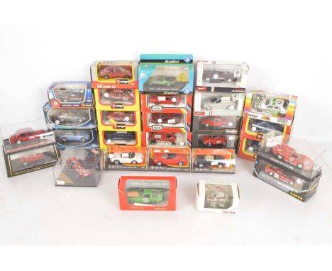 Modern Diecast Postwar and Later Cars (28),  all boxed/cased, private, competition and emergency models, Burago 1:43 scale (7