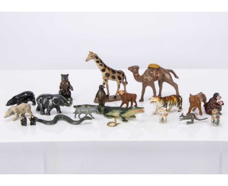 Metal zoo and wild animals by various makers including Britains and Barrett & Son comprising Wend al aluminium animals (17), 