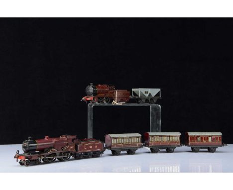 Hornby 0 Gauge clockwork LMS Locomotives and Tenders and 4-wheel Coaches (8 including tenders),  No 2 Special compound 1185, 