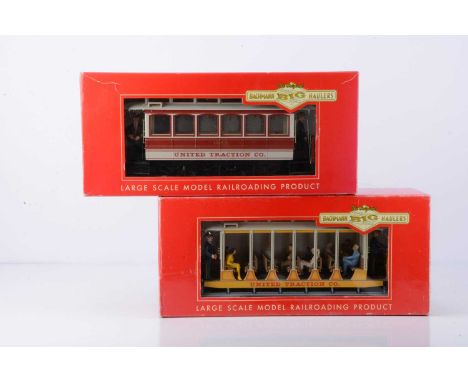 Bachmann G Scale (gauge 1) Electric Trams (2), in original boxes, a closed saloon car in crimson and ivory as United Traction