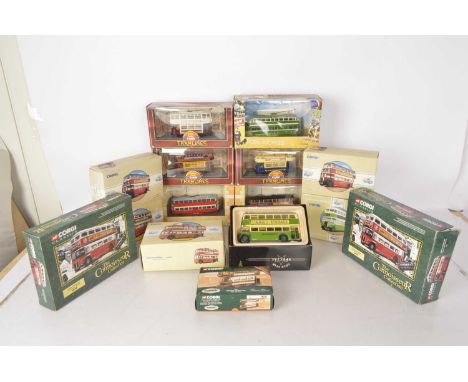 Corgi Classics Double Deck Buses Trolleybus and Trams (15), all boxed, Buses, Guy Arabs, 97203 LT (2), Goldstar Special CC255