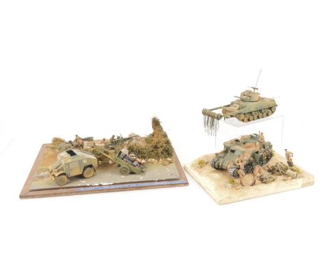 World War II 1:32 scale Snow and Normandy Dioramas,  small snow Diorama with four German Skiers on a mountain side, 25cm x 25