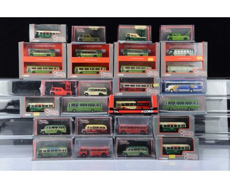 Corgi Original Omnibus 1:76 Scale Single Deck Buses and Support Vehicles (24), all cased mainly vintage London and Southern r