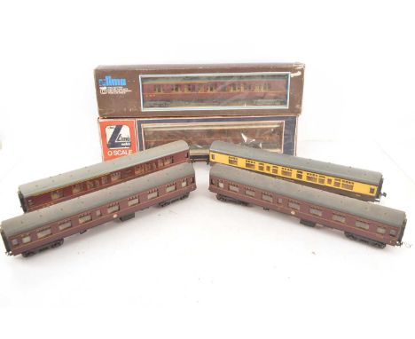 Lima 0 Gauge boxed and unboxed LMS and BR maroon and GWR chocolate and cream mainline Corridor coaches (6), LMS  (3, two boxe