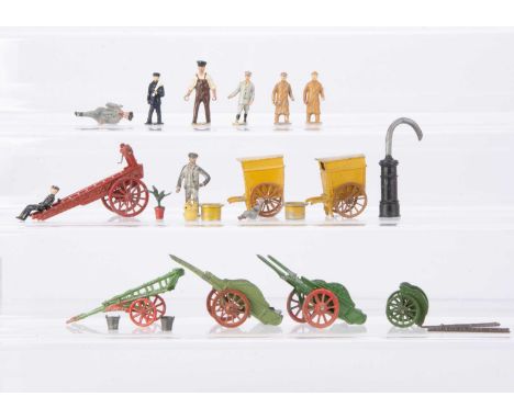 A selection of Taylor & Barrett civilian workers comprising Baker (2) with cart (2) and basket,  seated Coster with son, cost