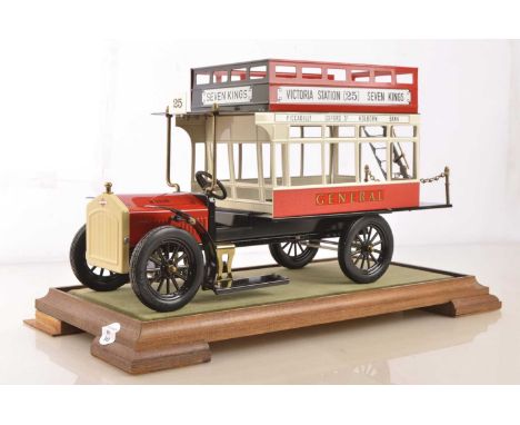 Large Scale Tin Plate Model of an Open Top Vintage B Type Bus,  made by JB Jan Blenken Ipswich England, B2029 in red London G