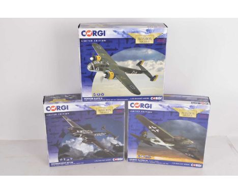 Corgi Aviation Archive 1:72 Scale WWII German Aircraft,  all three boxed, AA38508 Messerschmitt BF110E Holland 1942, AA33716 