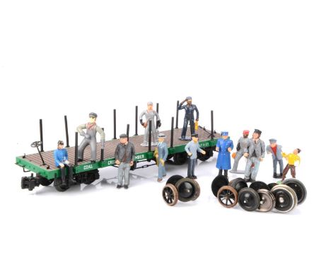 Assorted G Scale figures LGB Spares and other items, approx. 1 dozen figures by various makers in cast metal and plastic, mos