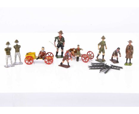 Scout and Guide figures by various makers including Britains and Charbens comprising BMC Boy Scout, Charbens Go-Carts (2, bro