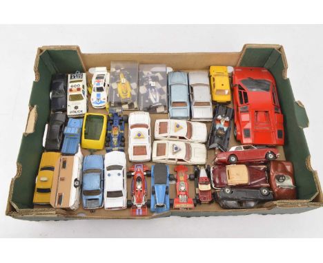 1960s and Later Playworn Diecast Cars (30),  vintage and modern, private, emergency and model from TV, two cased Minichamps F