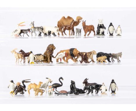 Wild and woodland animals and birds by various makers including Britains and Timpo comprising Hill 'Black Magic by Dore' bird