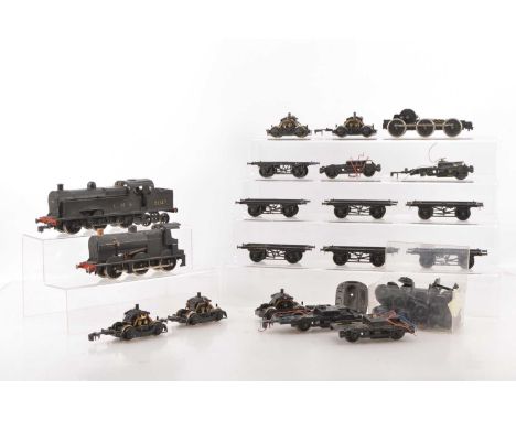 Lima modified Locomotives and Lima and Tri-ang Big Big 0 Gauge spares (qty),  including LMS Flatiron 0-6-4T using a 3F body/c