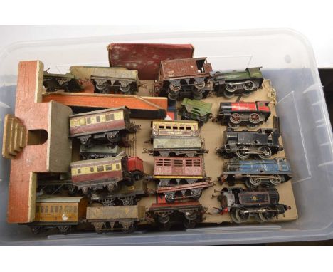 Very large quantity of play worn Hornby 0 Gauge clockwork Locomotives Rolling Stock Stations Signals Level Crossings Track an