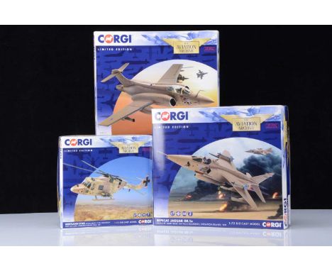 Corgi Aviation Archive Desert Storm Military Aircraft and Helicopter,  all boxed 1:72 scale, AA3411 Blackburn Buccaneer Miss 