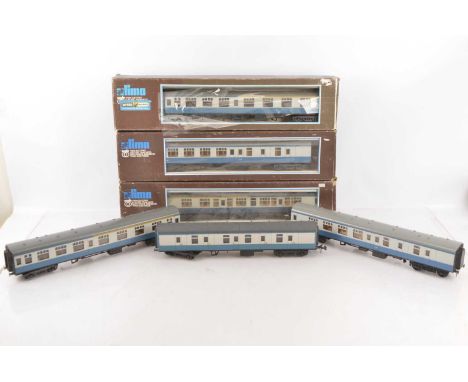 6 Lima 0 Gauge BR blue/grey Coaches including a modified Full Parcels Coach (6), 1st/2nd 15867 (3, two boxed), Brake/2nd (2, 