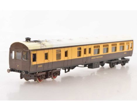 Lima O Gauge GWR coach converted to a Steam Motor Railcar,  using a Brake/2nd chocolate and cream Corridor Coach with modifie