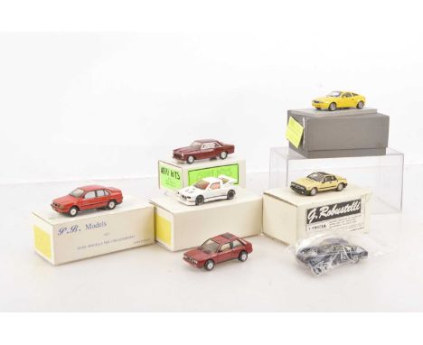 1:43 Scale Resin and White Metal Kit Built 1970s and Later Cars and Ambulance (22), all private cars, all Lancias, many model