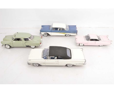 Modern Diecast Larger Scale Vintage Postwar American Cars (7), 1:18 scale and smaller, unboxed or partially boxed, Maisto 195