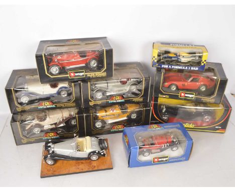 Modern Diecast 1:18 Scale and Smaller Cars Mainly by Burago (10), all boxed, Burago, 1960s and older cars, 1:18 scale, 3006 J