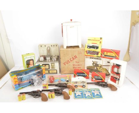 Collection of circa 1960's Toys including Washing Machine MFZ Hob Guns Hornby Trucks Kit and other items,  Vulcan Washing Mac