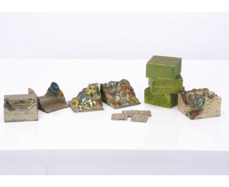 Britains Miniature Gardening Rockery items comprising wooden terracing blocks (8), rockery Outer Corner (4), Inner Corner (4)
